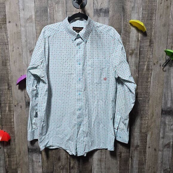 Ariat All Over Print Blue Western Button Down Shirt - Picture 1 of 6